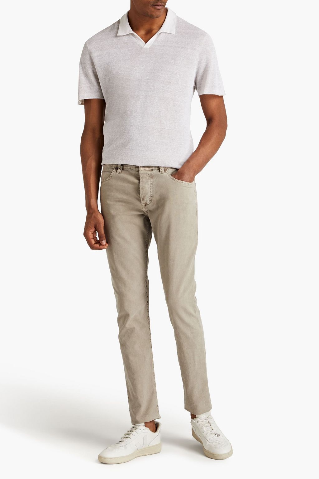JAMES PERSE Linen-blend polo shirt