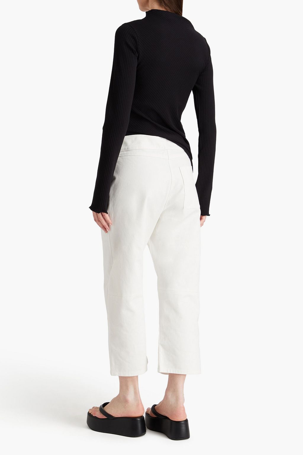 JIL SANDER 코튼 캔버스 크롭 스트레이트 레그 팬츠