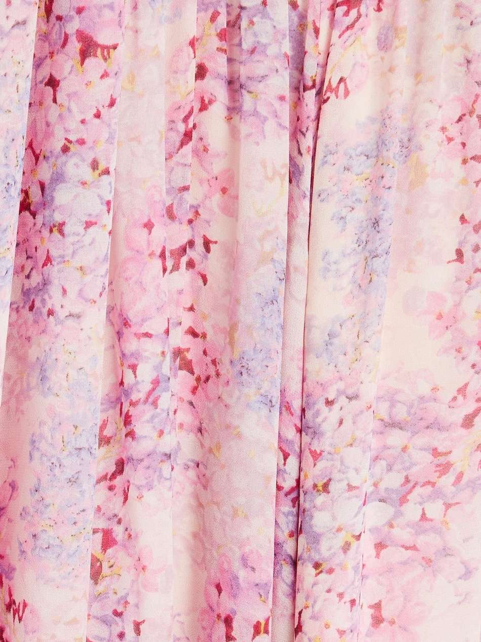 one-shoulder floral-print chiffon maxi dress