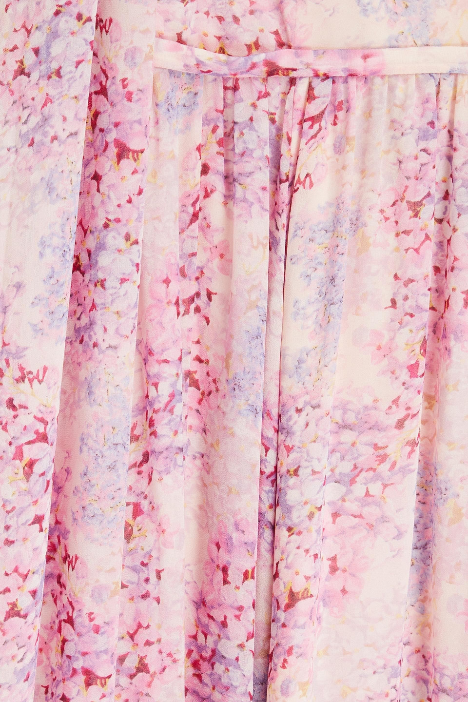 Mikael Aghal One-shoulder Floral-print Chiffon Maxi Dress In Baby Pink