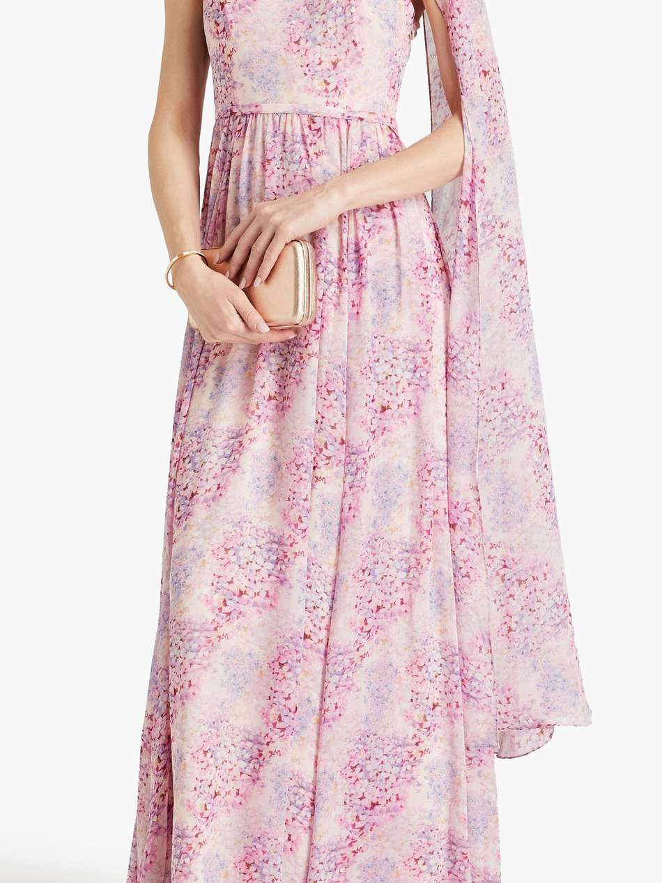 one-shoulder floral-print chiffon maxi dress