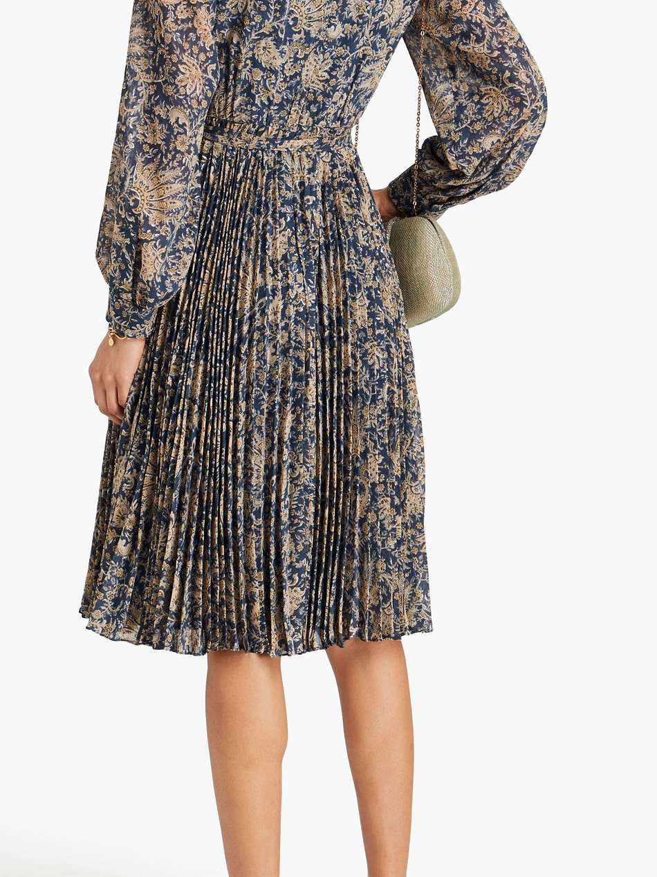 pleated paisley-print georgette dress