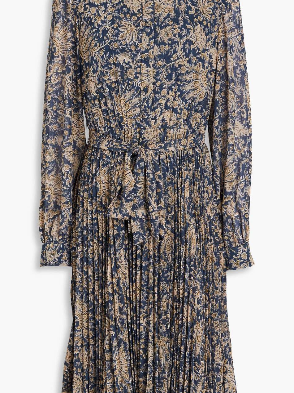 pleated paisley-print georgette dress