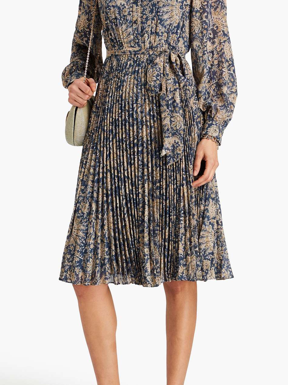 pleated paisley-print georgette dress