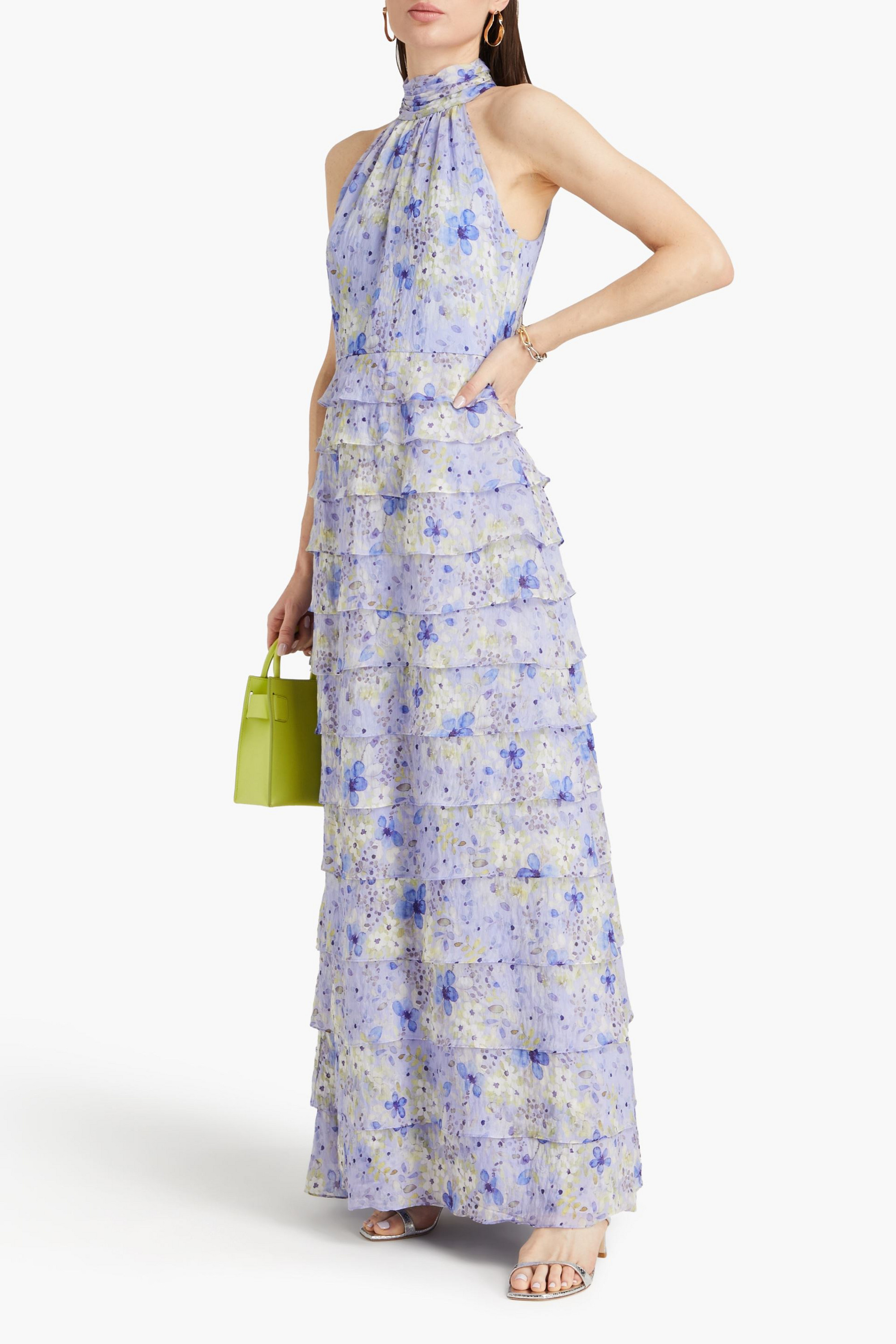 MIKAEL AGHAL Tiered floral-print chiffon maxi dress