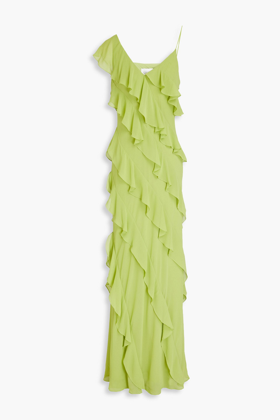 Mikael Aghal Ruffled Chiffon Maxi Dress In Lime Green | ModeSens Mikael Aghal Ruffled Chiffon Maxi Dress In Lime Green | ModeSens