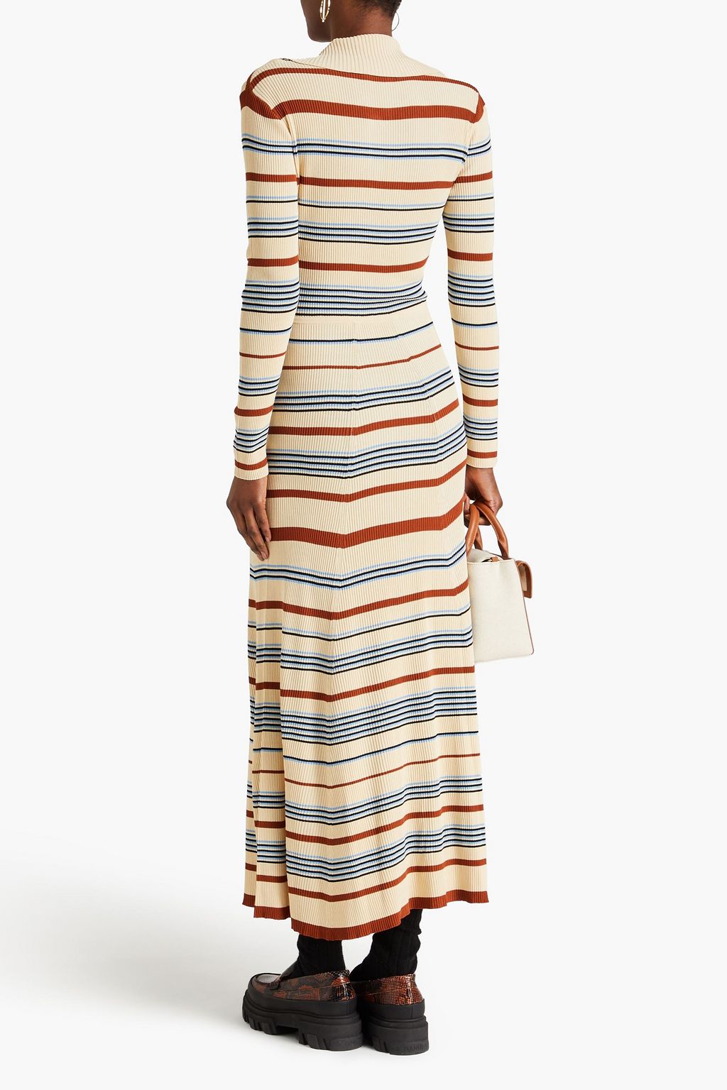 CLAUDIE PIERLOT Striped ribbed-knit maxi dress