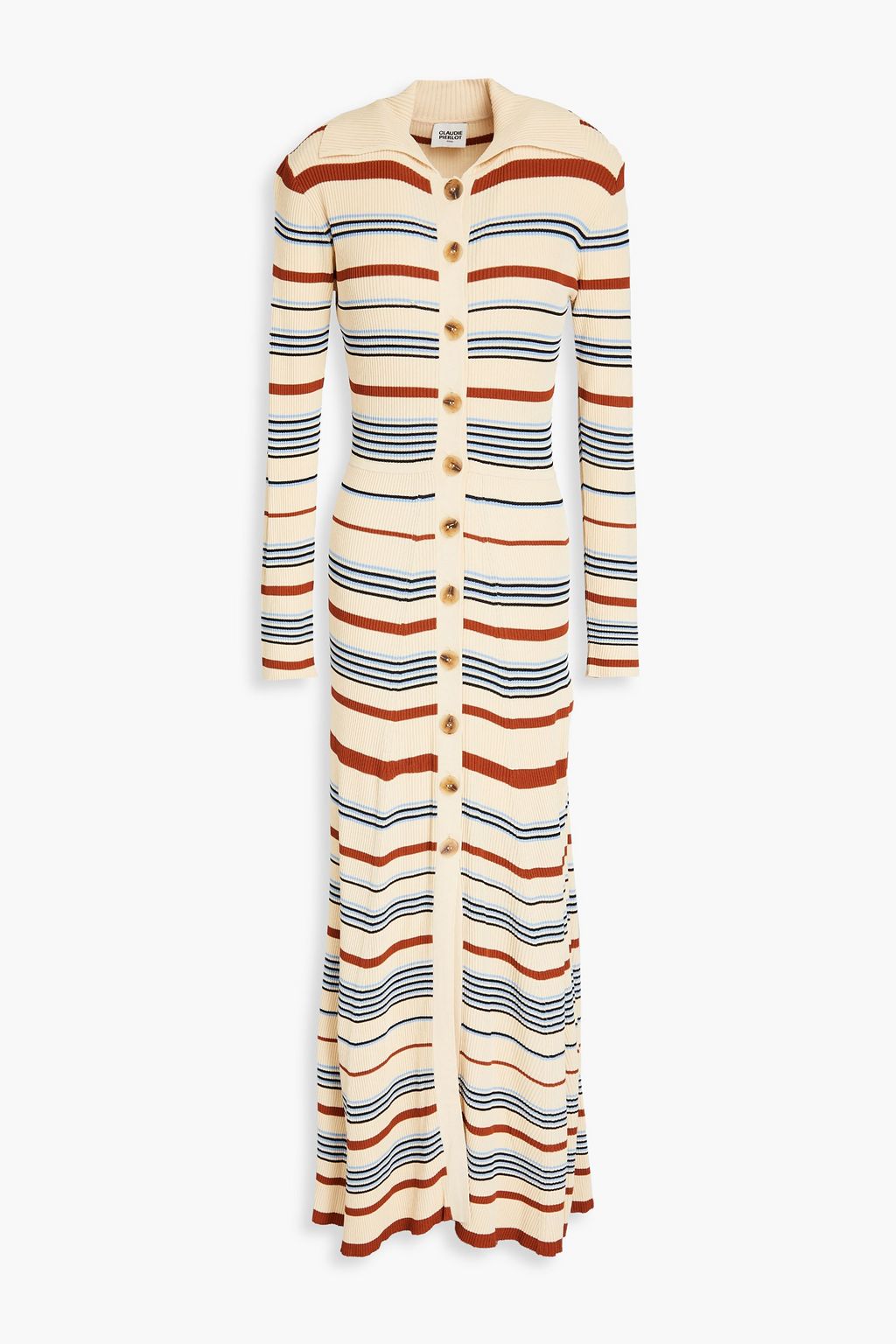 CLAUDIE PIERLOT Striped ribbed-knit maxi dress