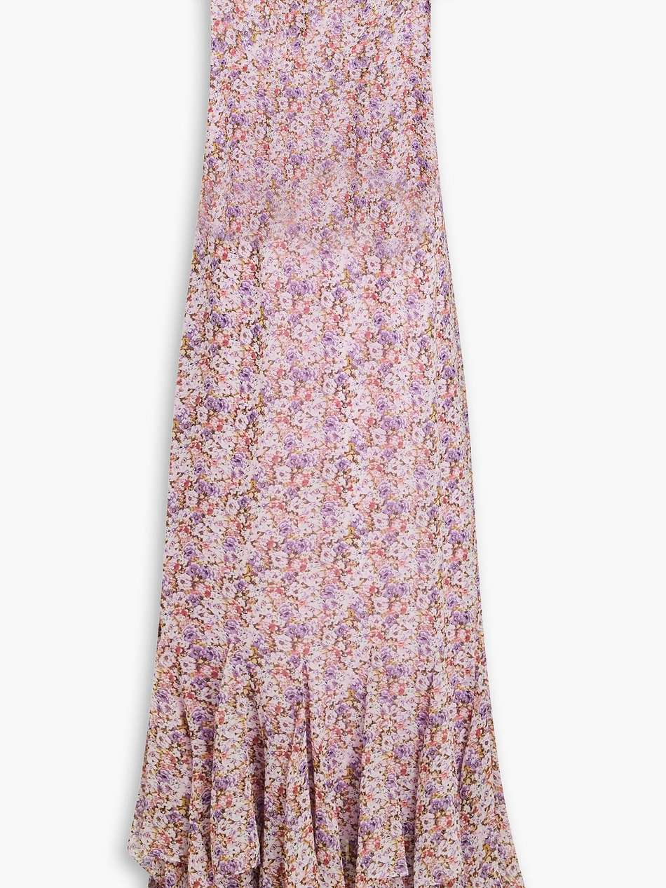 ruffled floral-print chiffon maxi dress