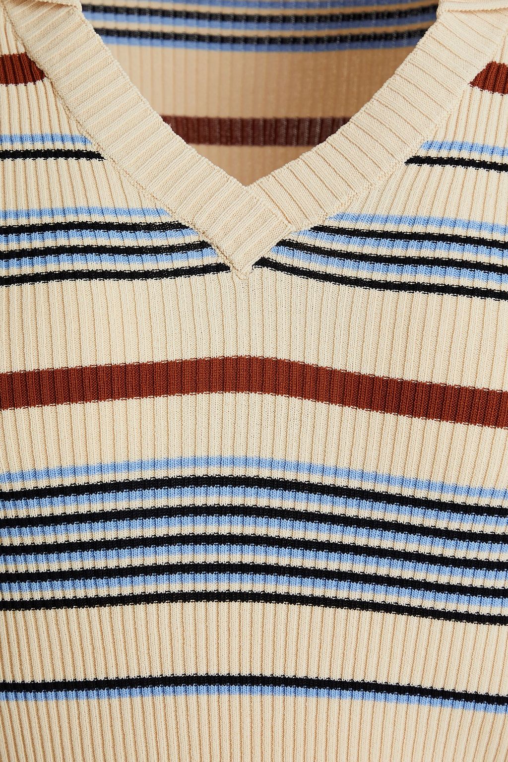 CLAUDIE PIERLOT リブ編みニット ポロシャツ ストライプ