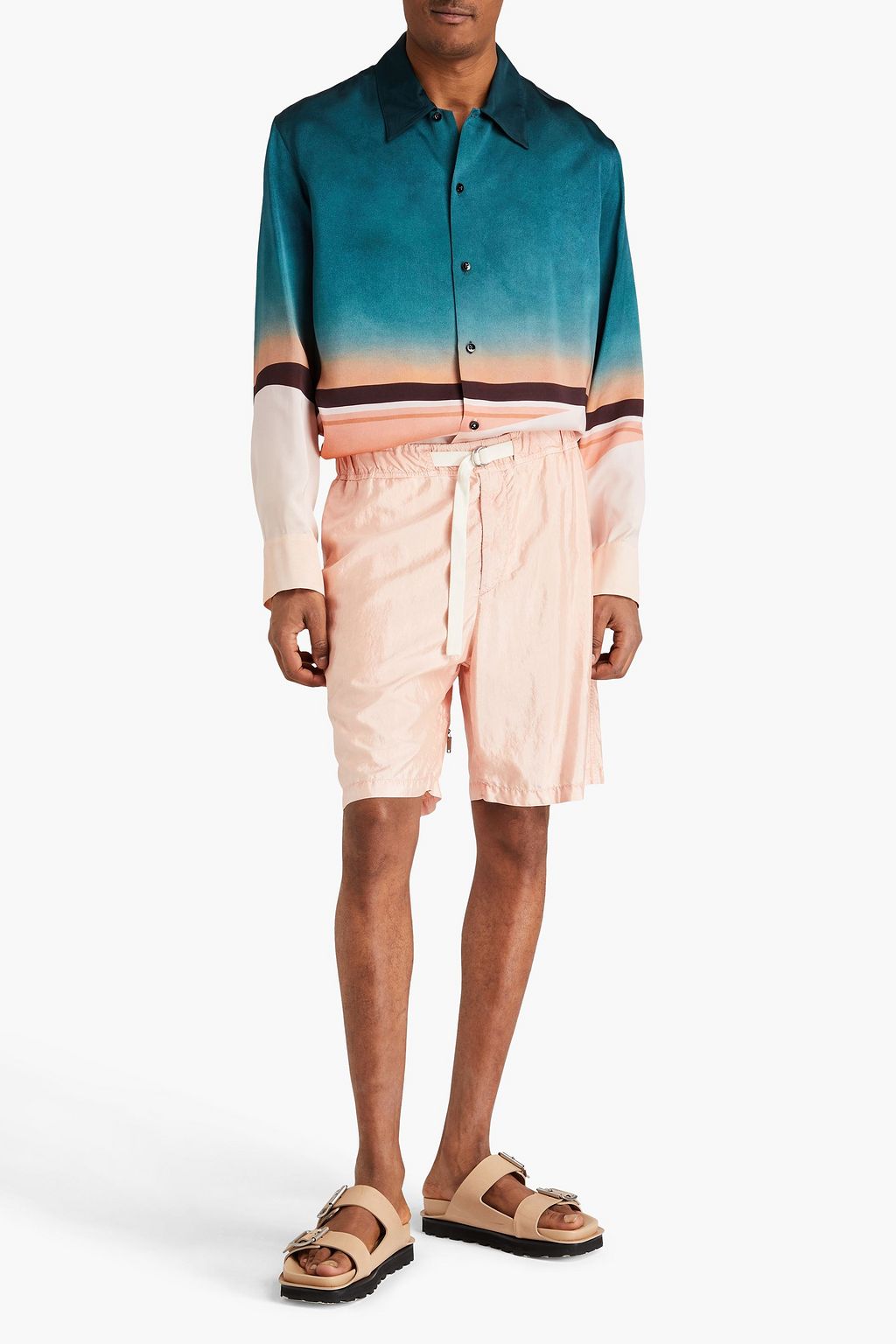 JIL SANDER Crinkled satin drawstring shorts