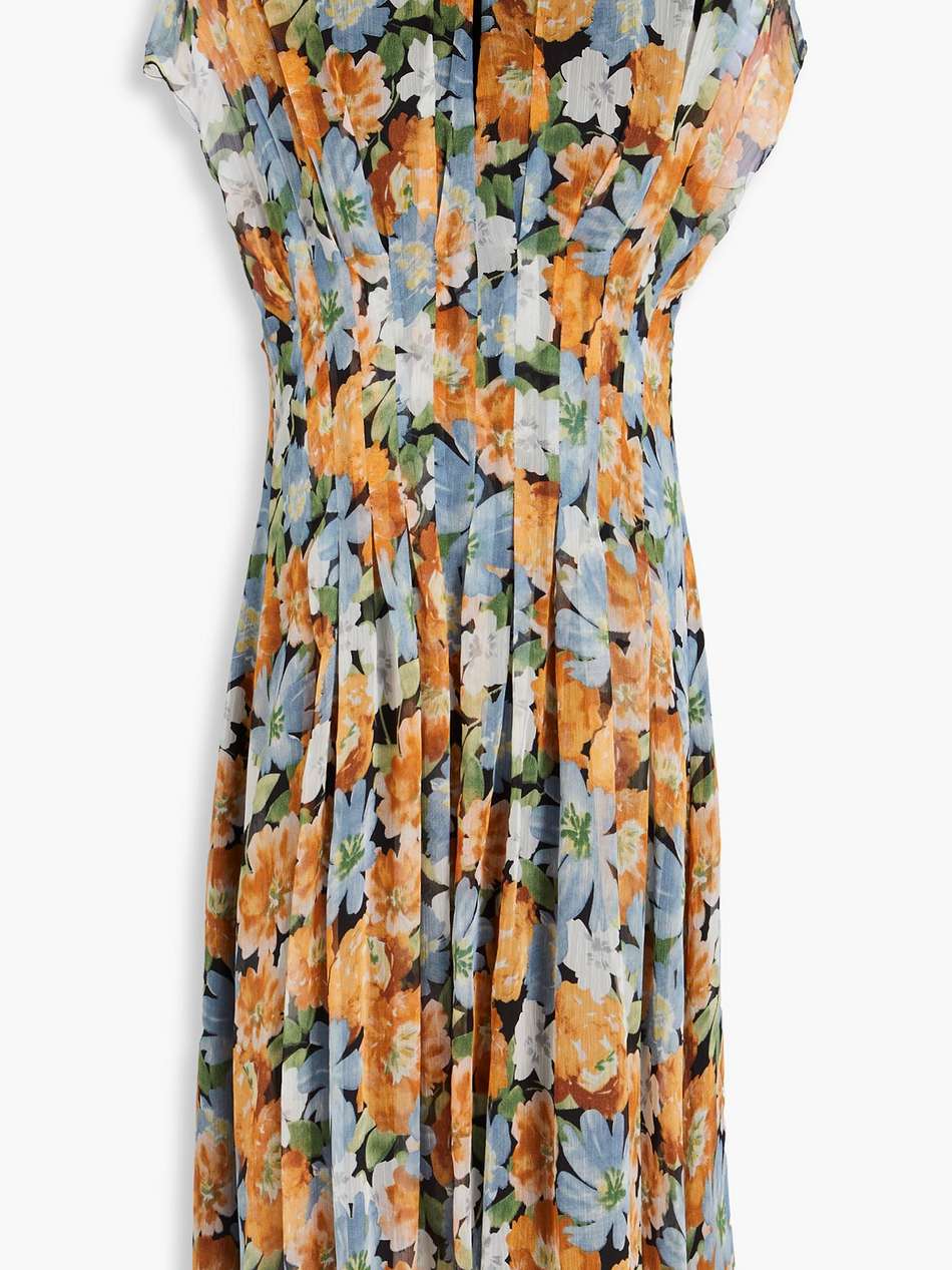 cutout floral-print chiffon dress