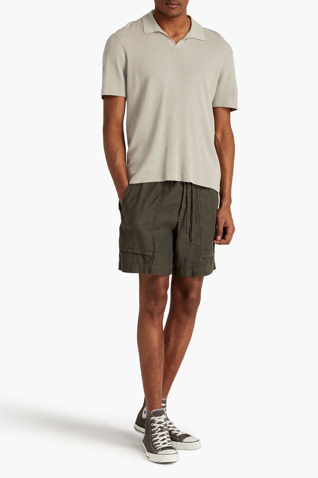 JAMES PERSE Linen-blend polo shirt