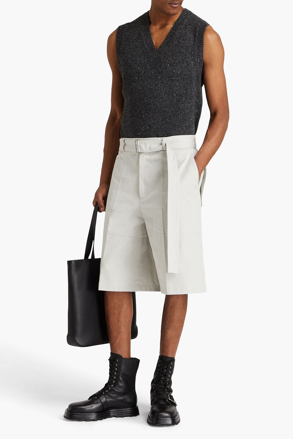JIL SANDER Shorts aus Baumwoll-Twill mit Gürtel