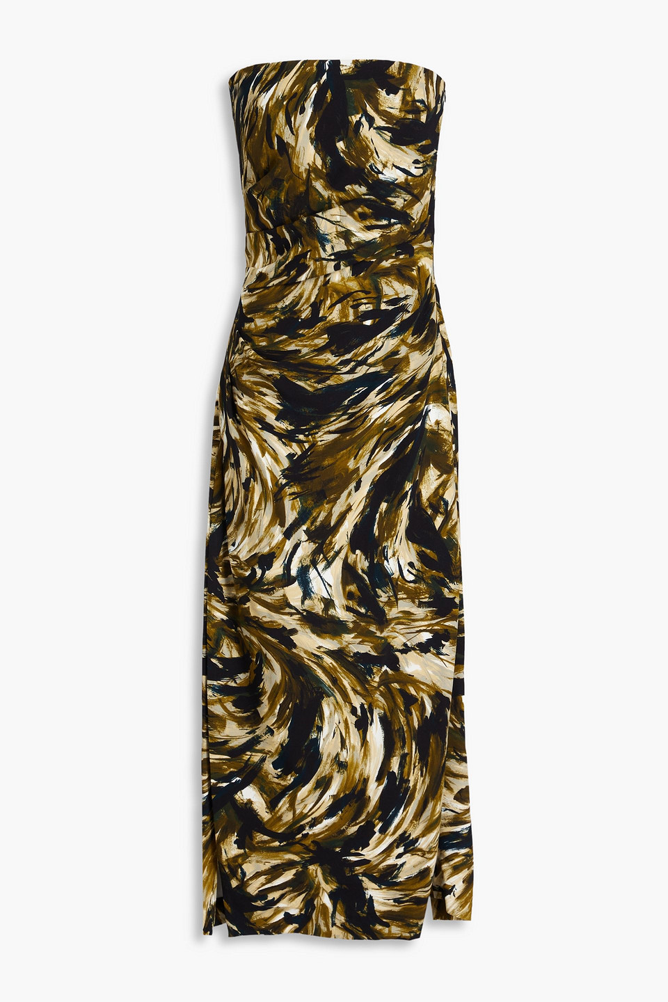 Proenza Schouler Strapless Printed Stretch-crepe Maxi Dress In Army Green