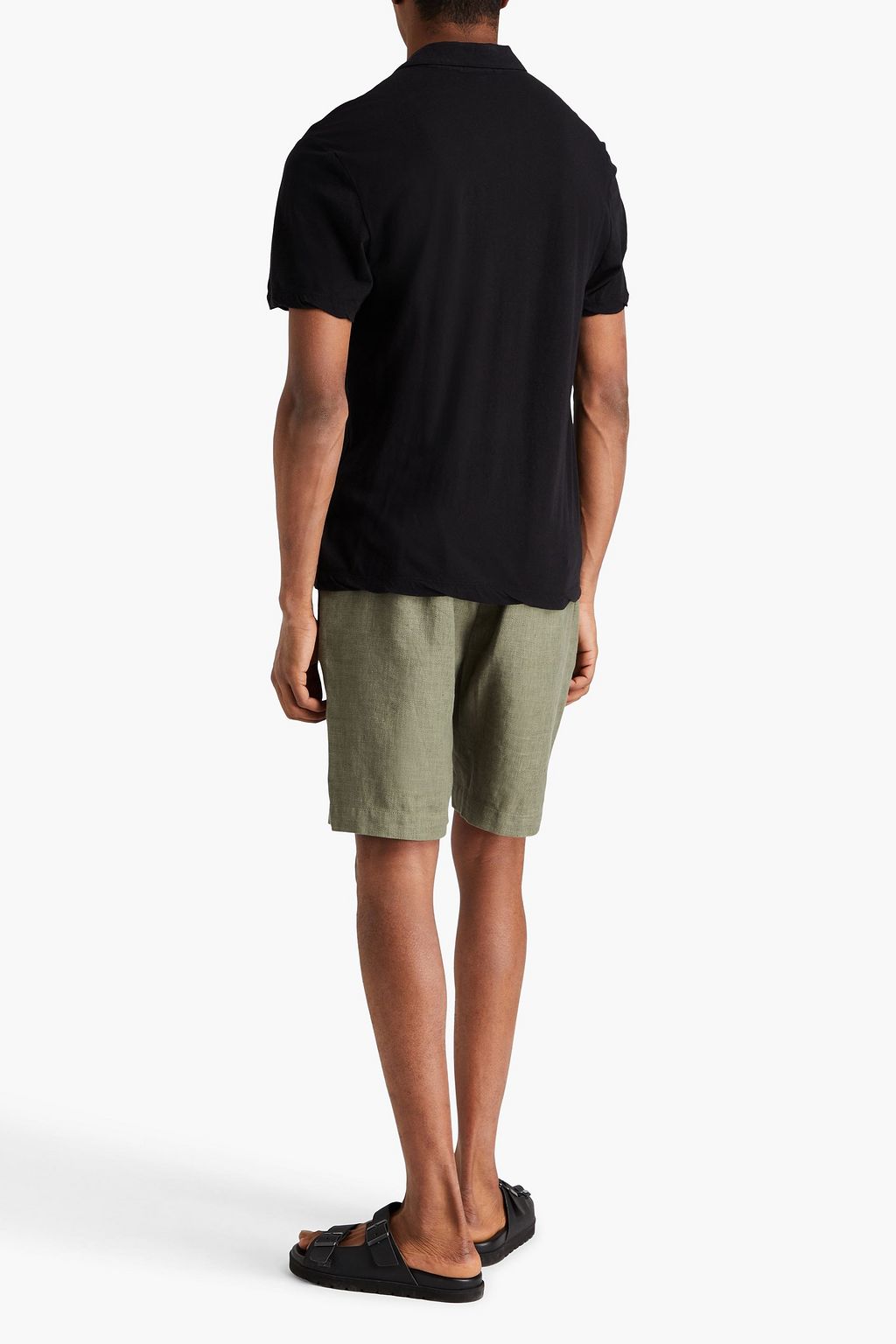 JAMES PERSE Cotton and linen-blend jersey polo shirt