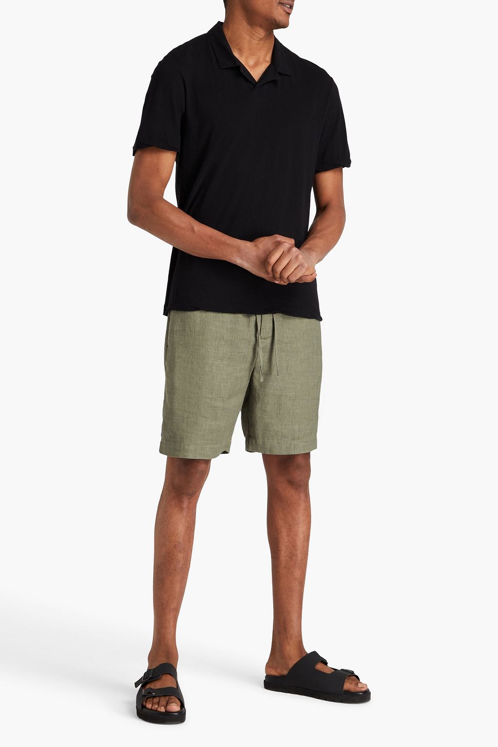 JAMES PERSE Cotton and linen-blend jersey polo shirt