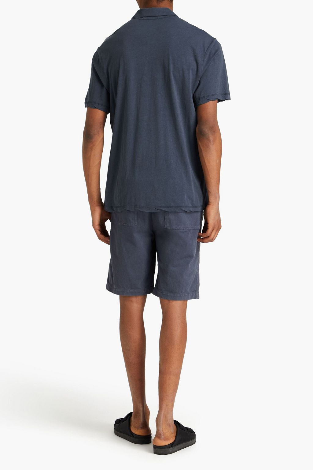 JAMES PERSE Cotton and linen-blend jersey polo shirt