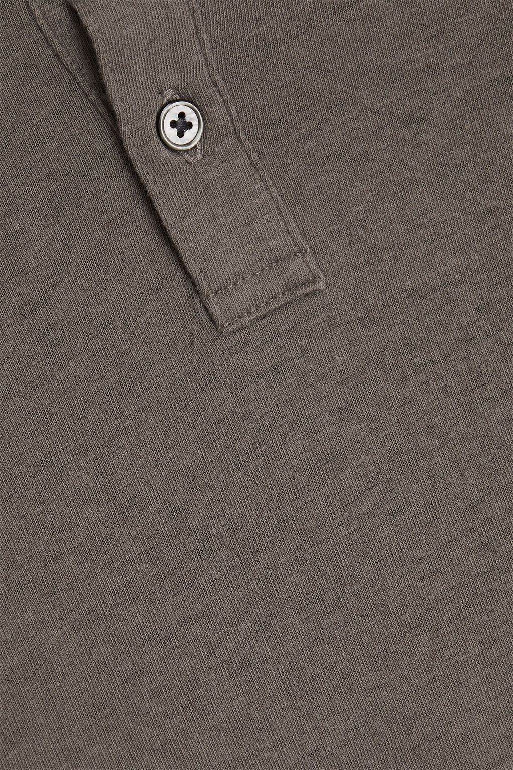 JAMES PERSE Cotton and linen-blend henley T-shirt