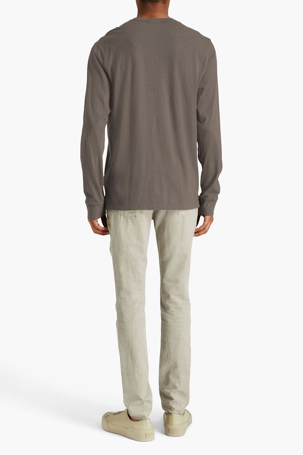JAMES PERSE Cotton and linen-blend henley T-shirt