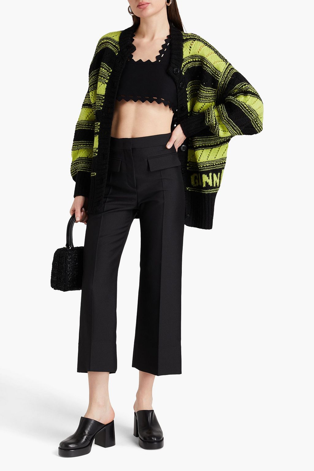 MSGM Cropped twill straight-leg pants