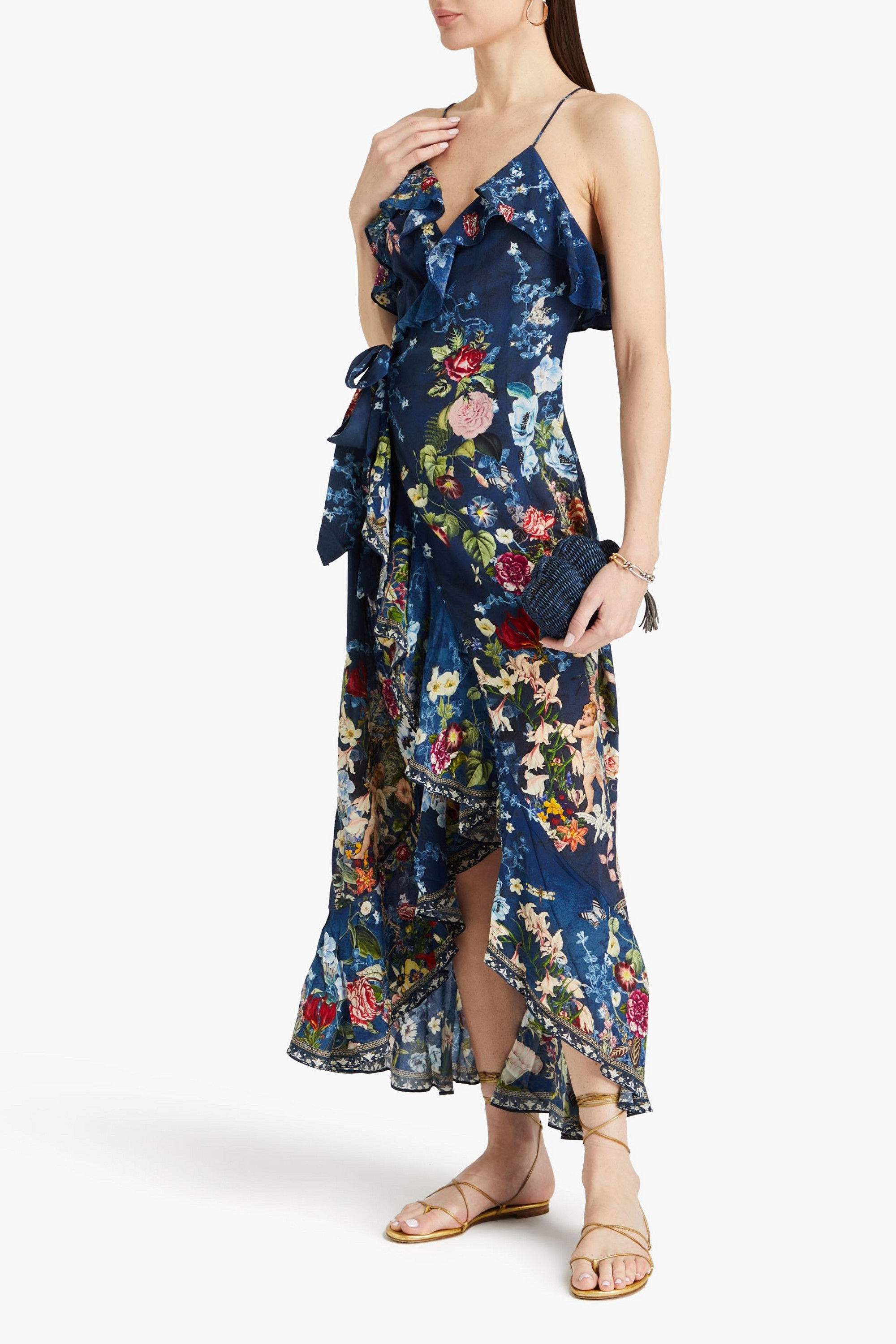 Camilla Embellished ruffled floral-print silk crepe de chine maxi dress