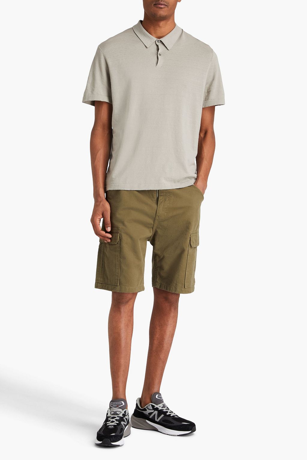JAMES PERSE Slub linen-blend polo shirt