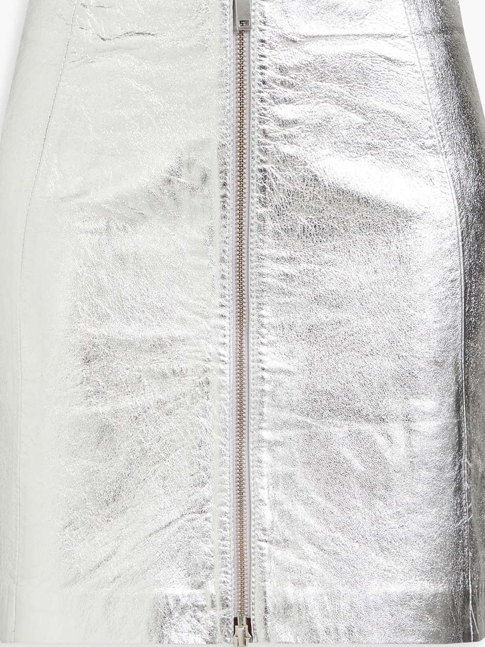 metallic crinkled leather mini skirt