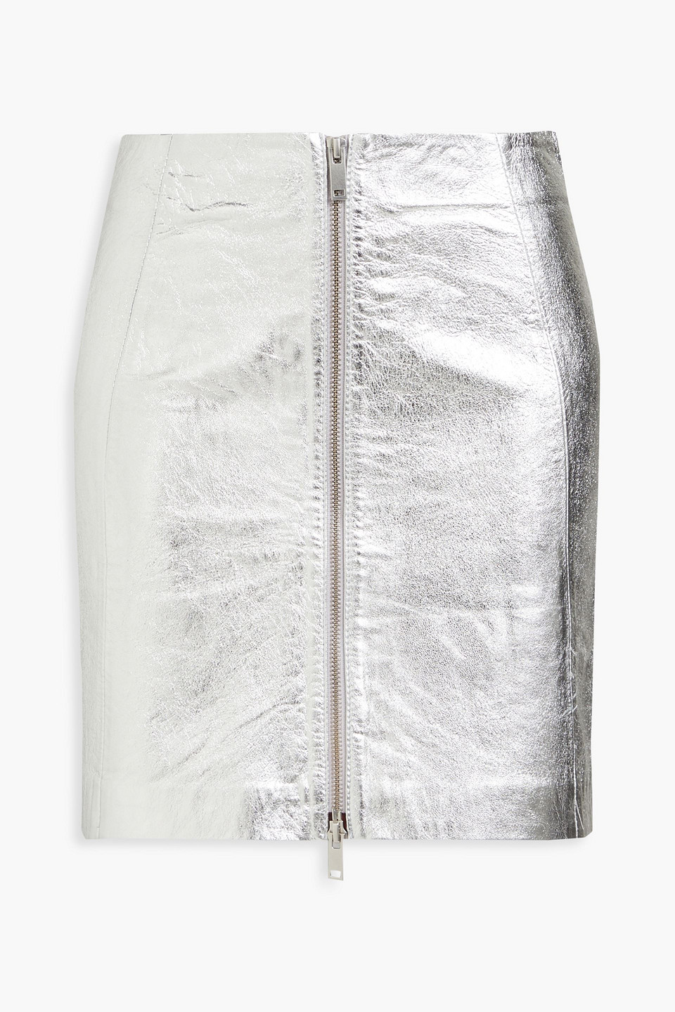 Envelope 1976 Metallic crinkled leather mini skirt