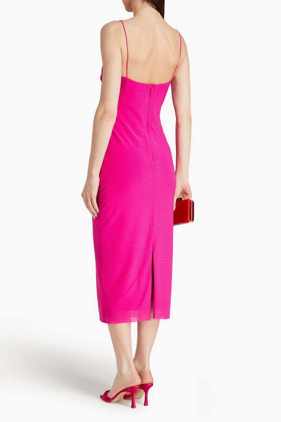 Rebecca Vallance Last Dance Embellished Tulle Midi Dress In Bright Pink