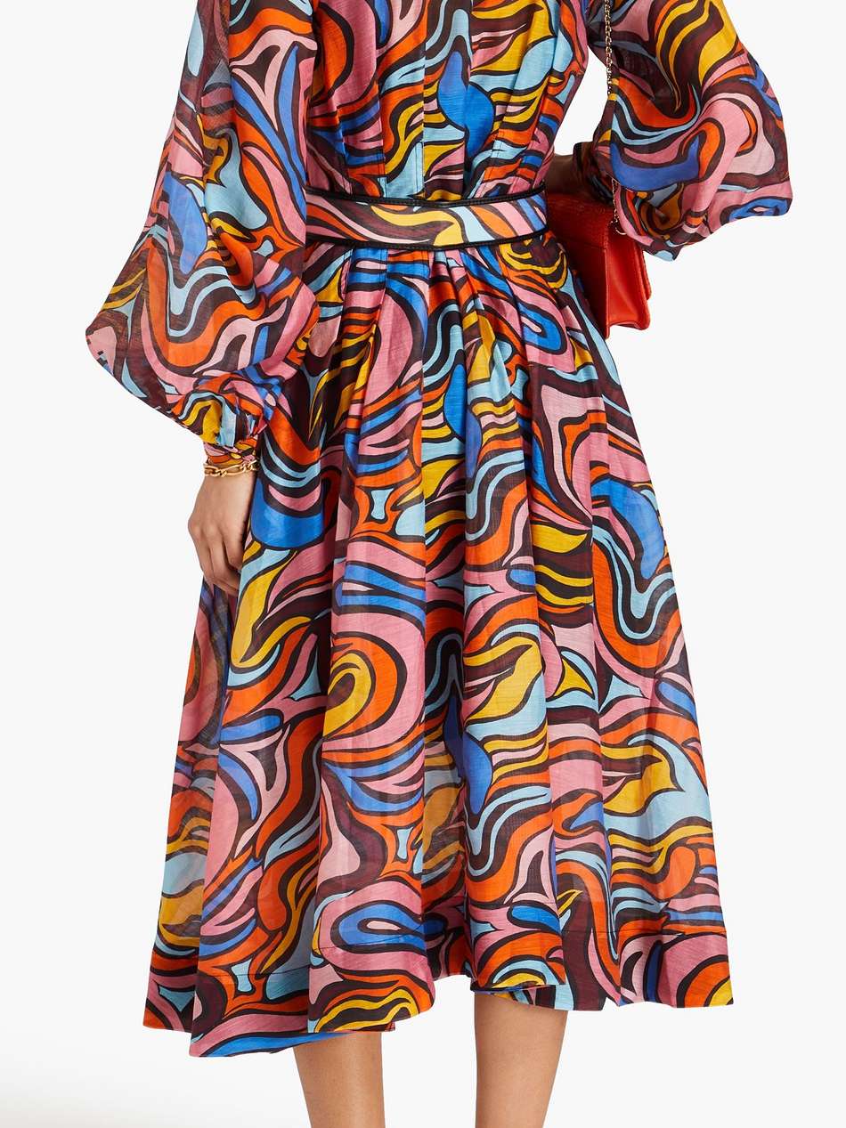 chiquita belted printed crepe midi dress