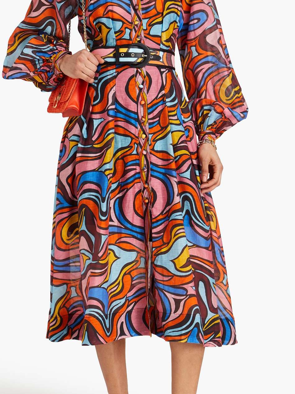 chiquita belted printed crepe midi dress