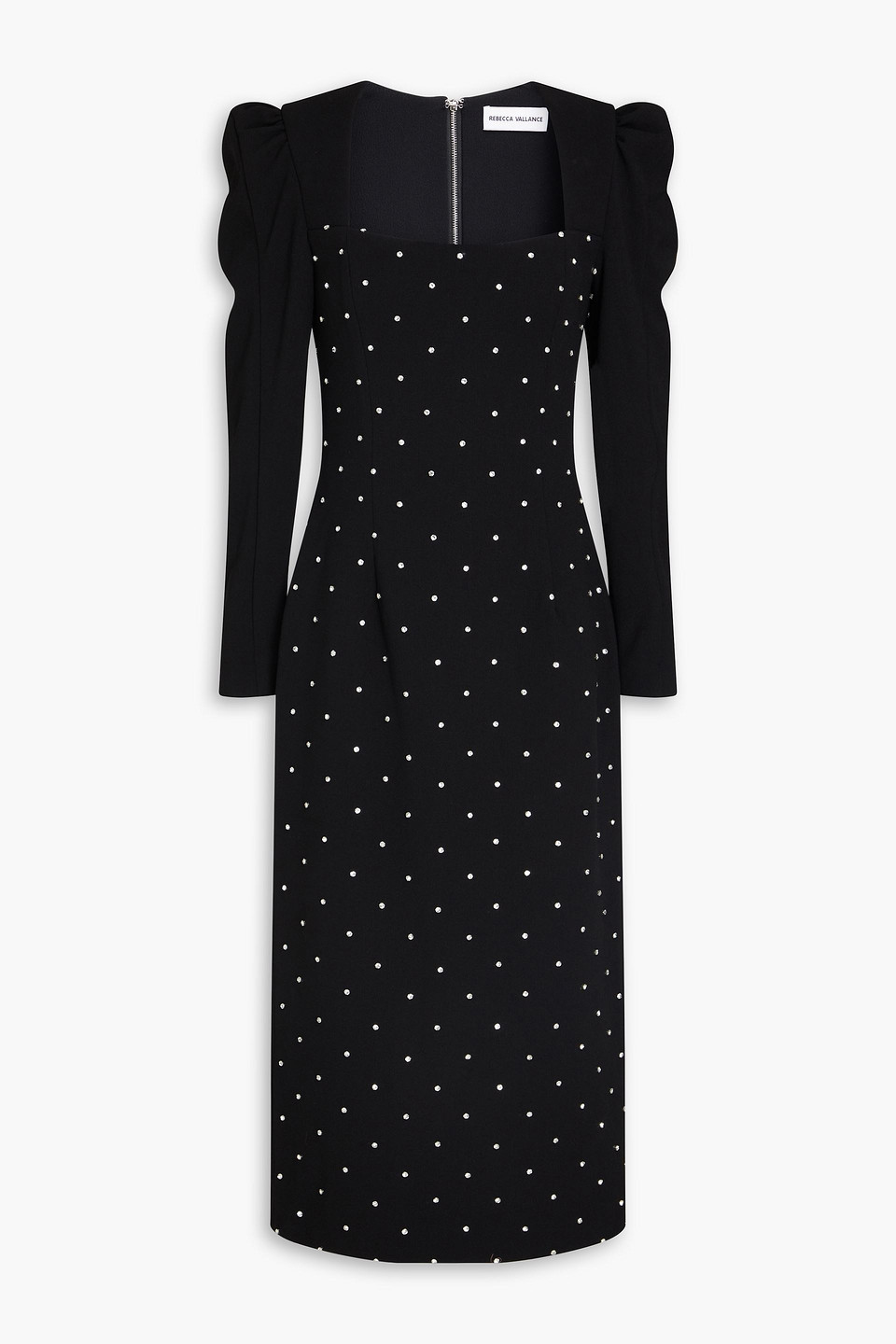 Shop Rebecca Vallance After Hours Embellished Crepe Midi Dress In Black