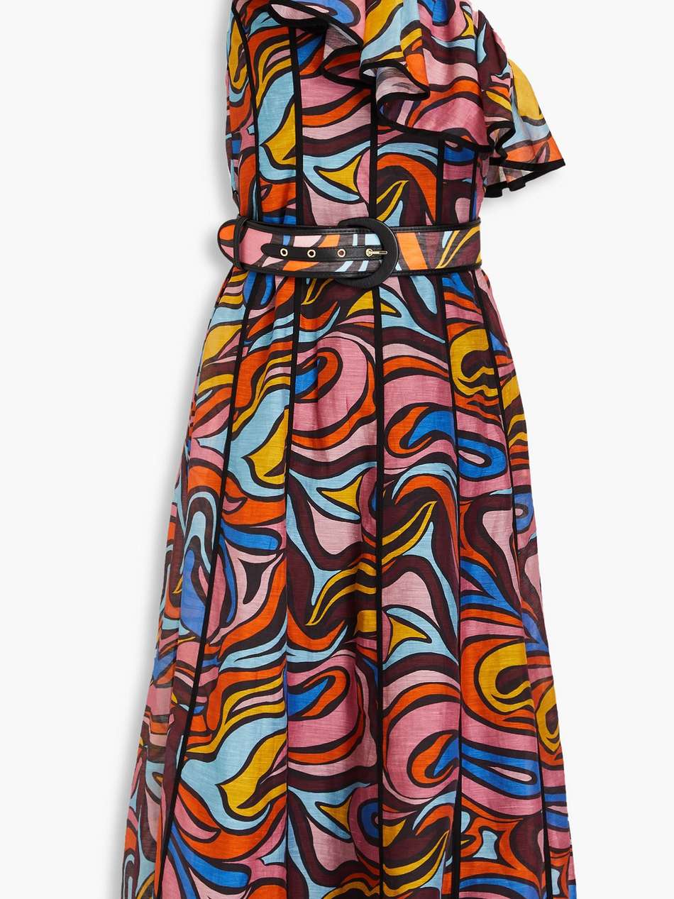 chiquita one-shoulder printed crepe midi dress
