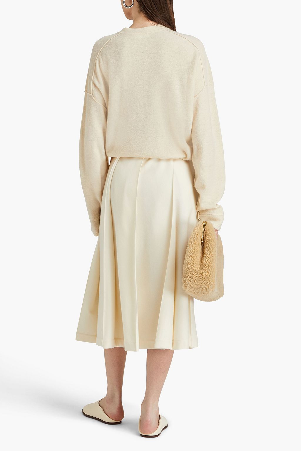 JIL SANDER Pleated wool-blend felt midi skirt
