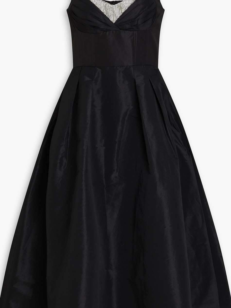 homecoming crystal-embellished pleated taffeta midi dress