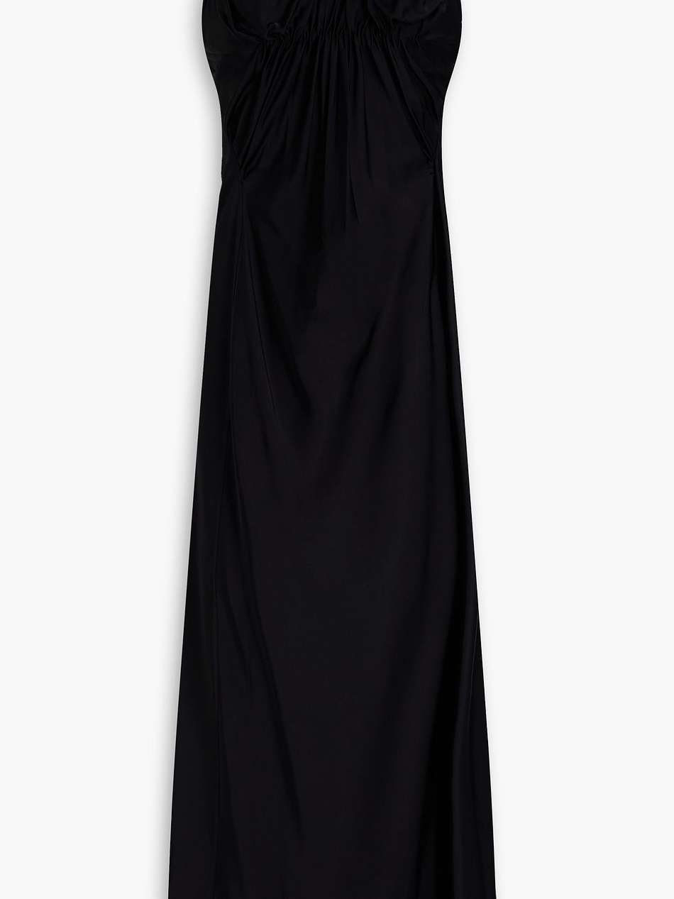 ruched satin maxi dress