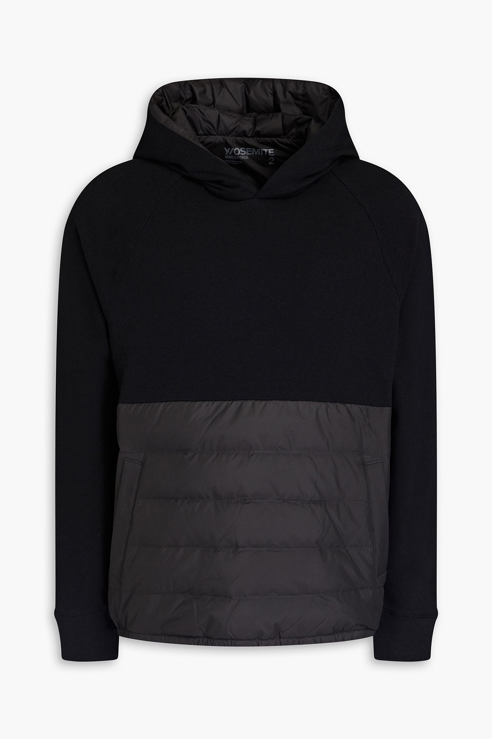 Y/OSEMITE - Quilted shell-paneled cotton-blend fleece hoodie - Black - 1