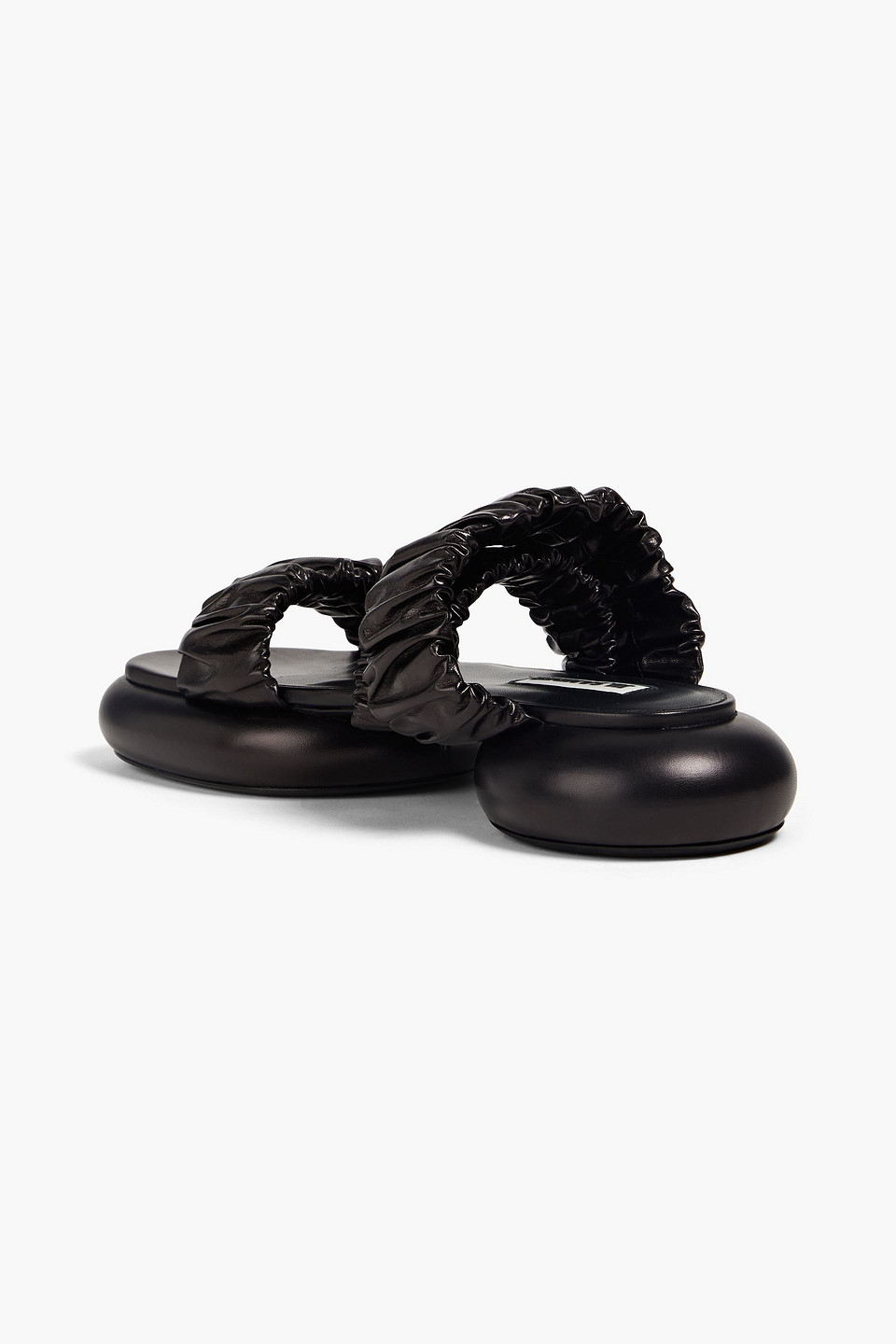 Shop Jil Sander Ruched Leather Platform Sandals In Black