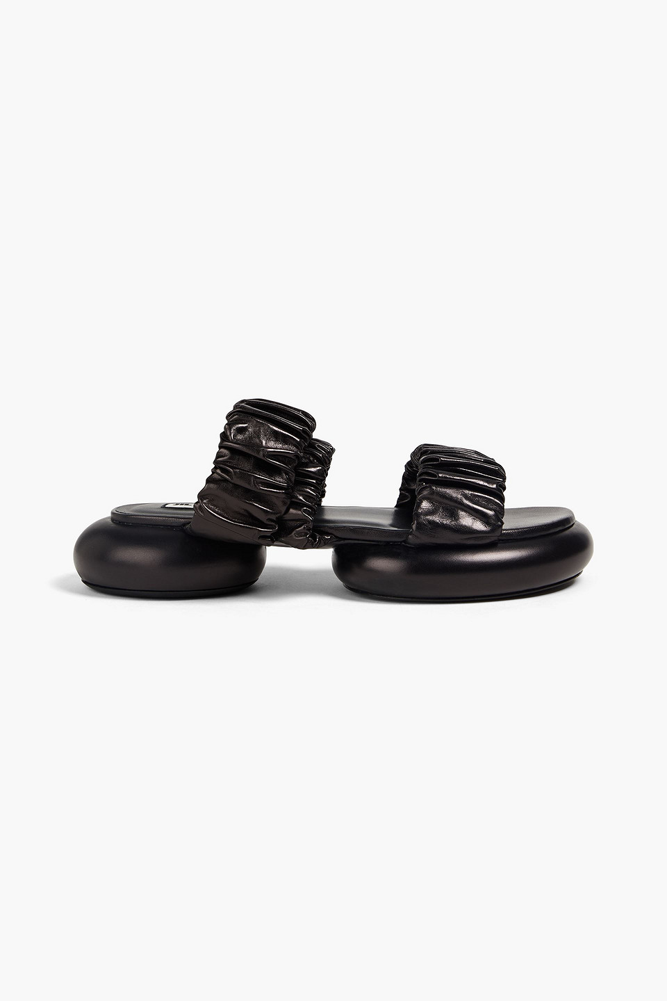 Ruched leather platform sandals