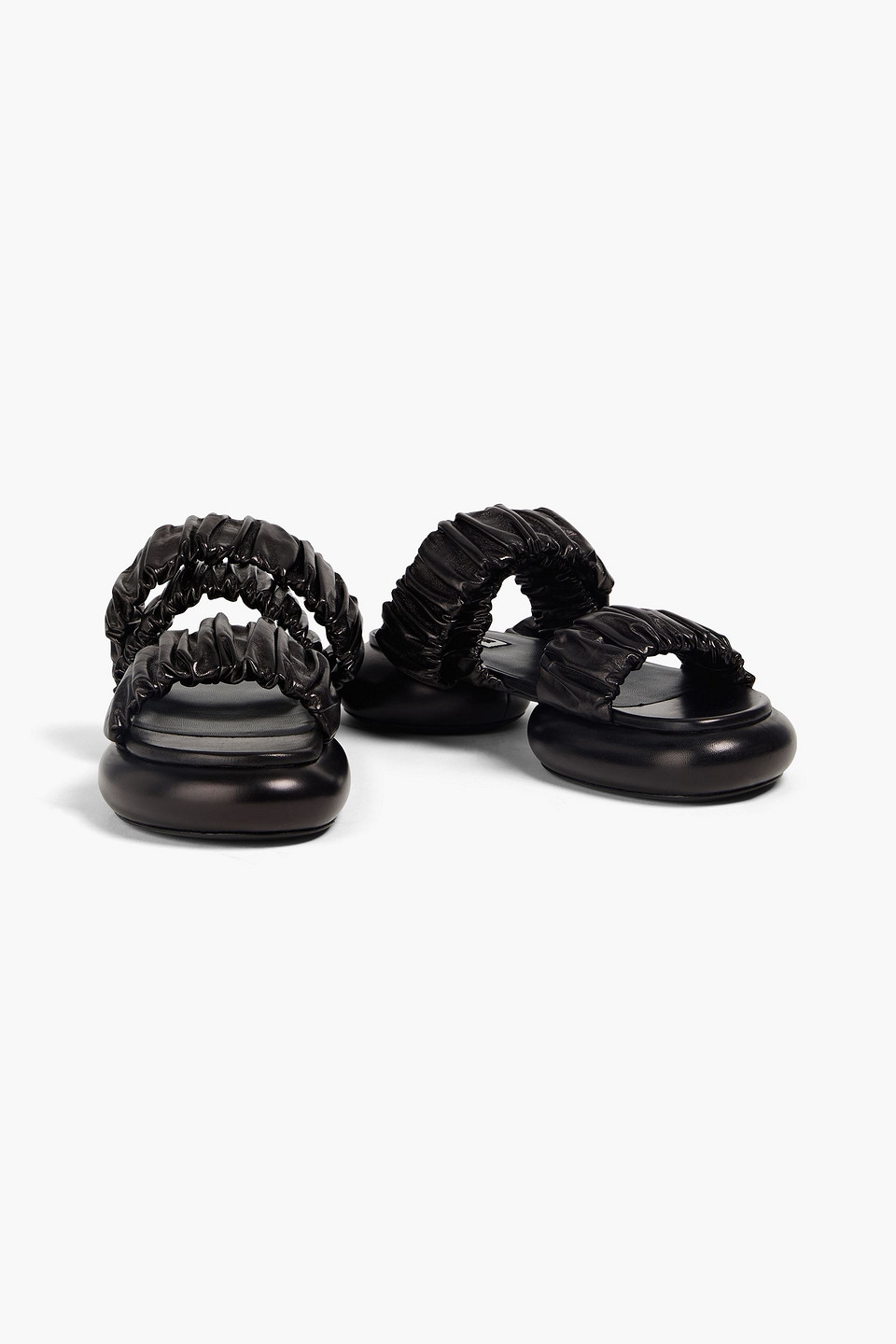 Shop Jil Sander Ruched Leather Platform Sandals In Black