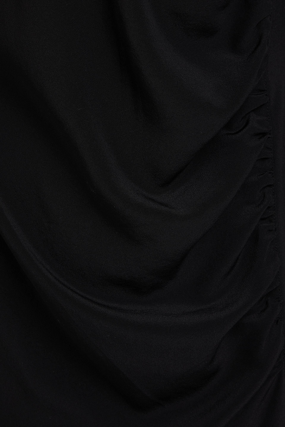 Shop Envelope 1976 Ruched Silk Crepe De Chine Midi Dress In Black