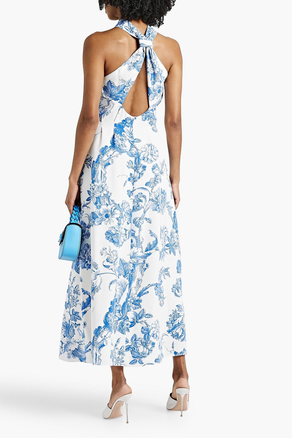 OSCAR DE LA RENTA Cutout floral-print cotton-blend crepe maxi dress