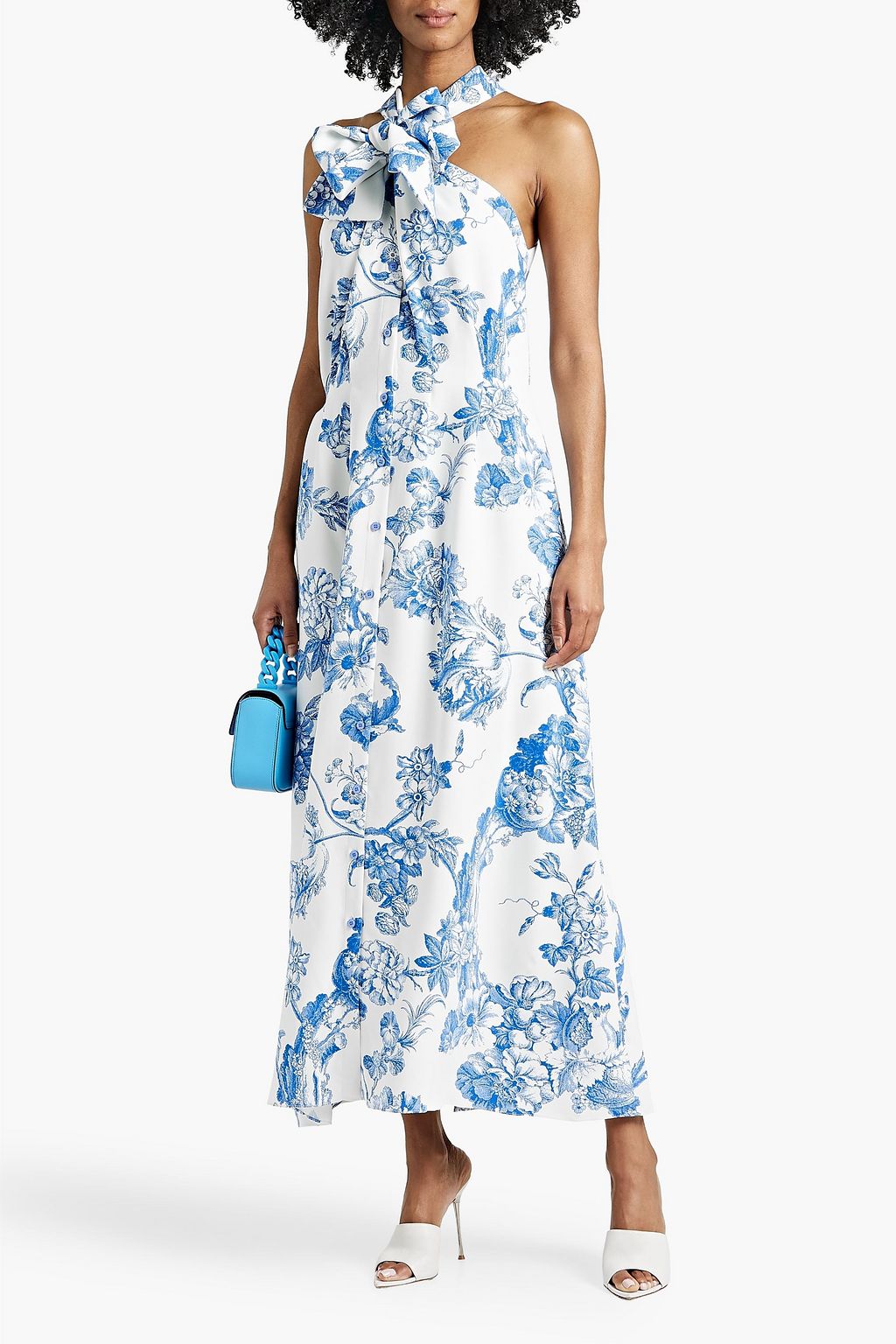 OSCAR DE LA RENTA Cutout floral-print cotton-blend crepe maxi dress
