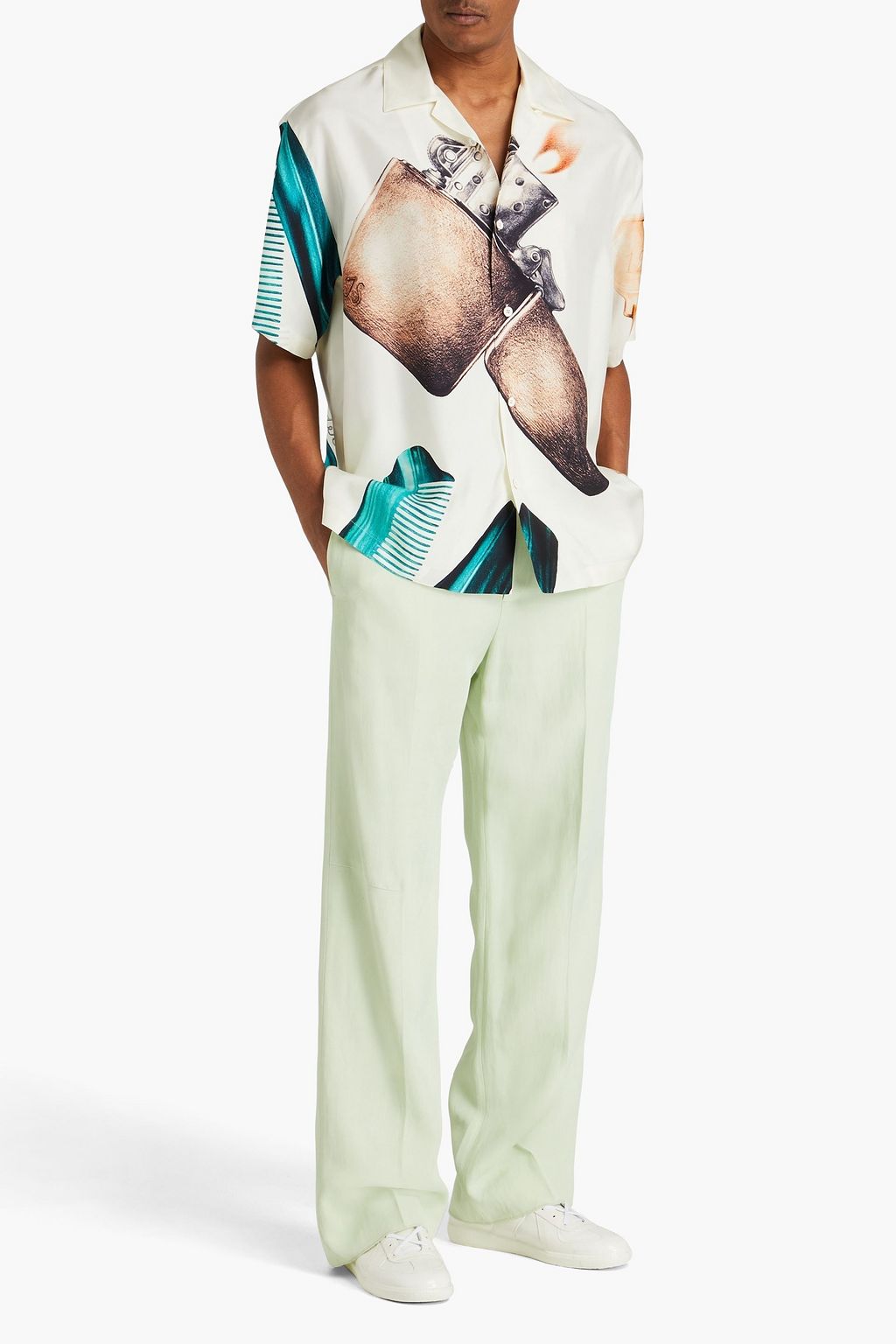 JIL SANDER Printed satin-twill shirt