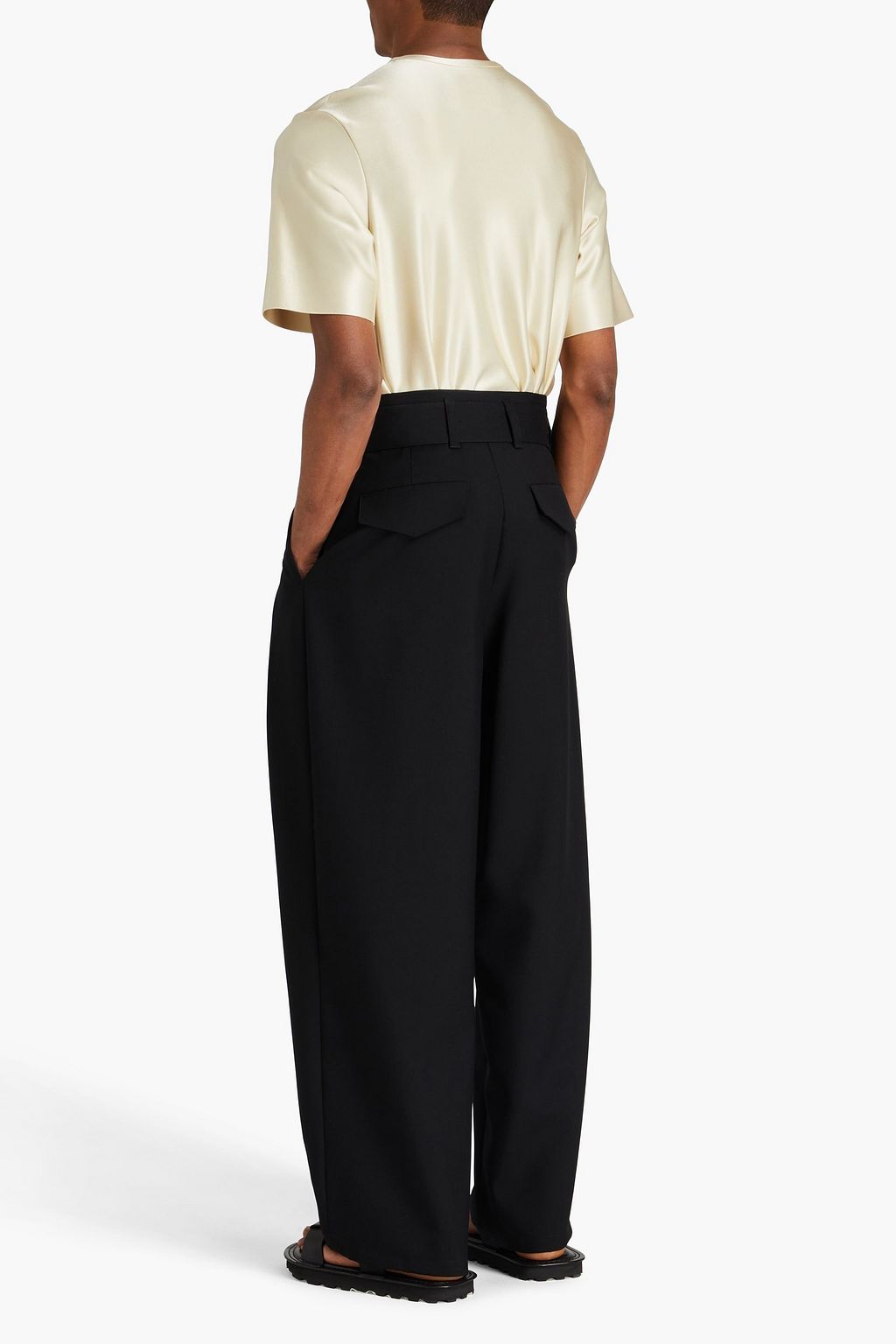 JIL SANDER Belted pleated wool-twill pants