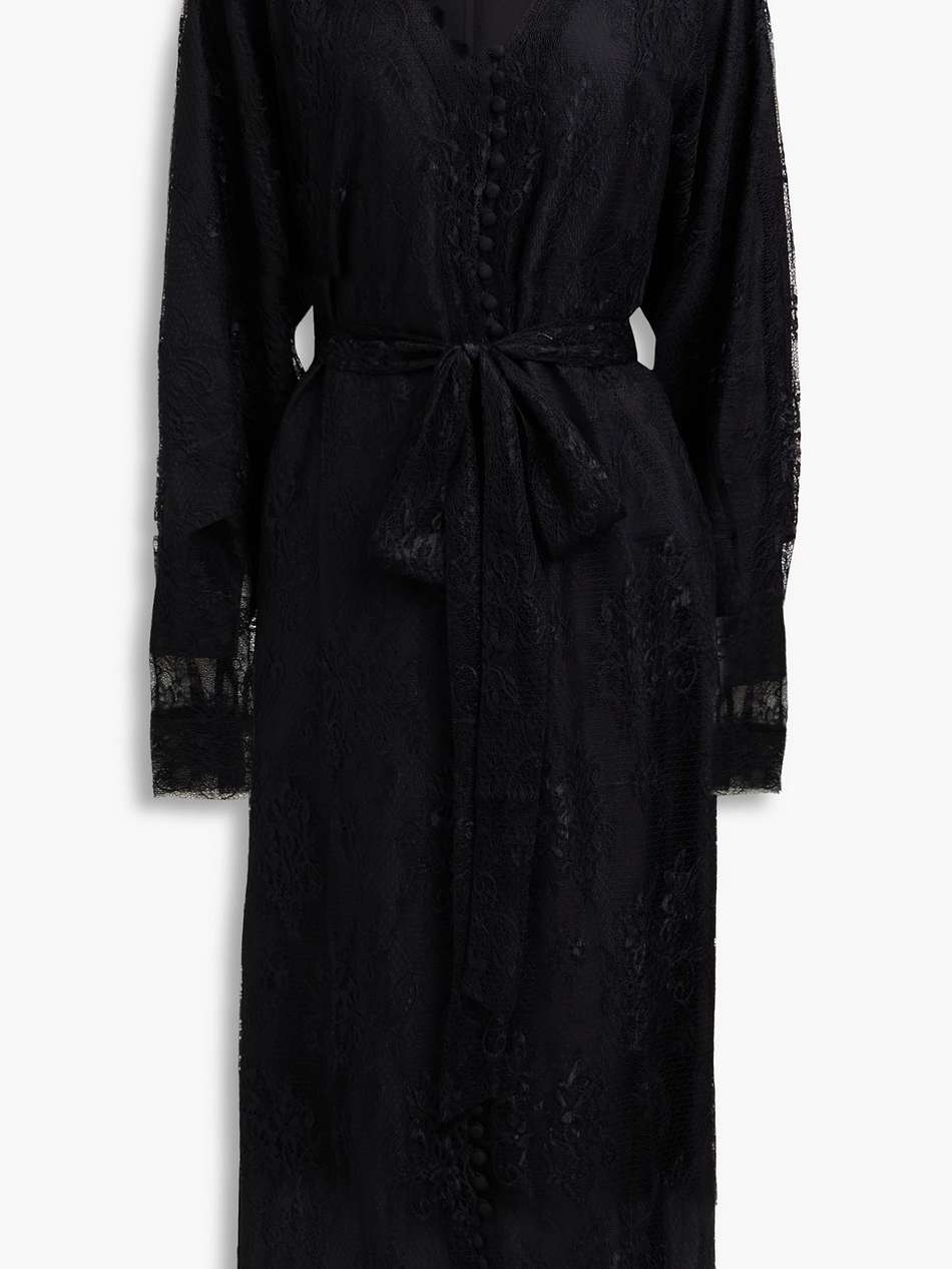 belted corded lace midi dress