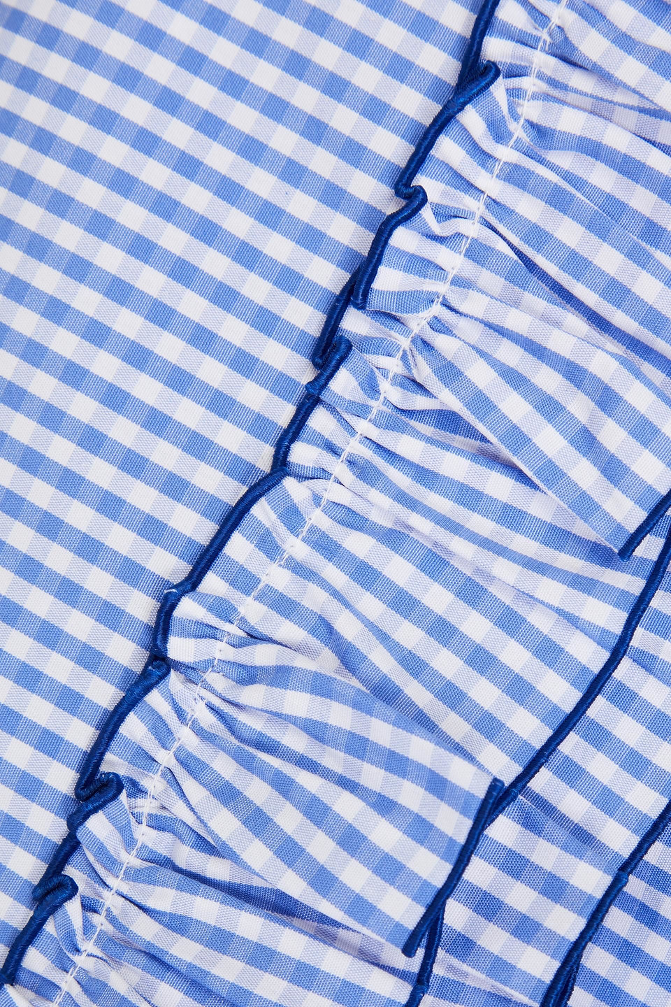 Shop The Vampire's Wife Garland Ruffled Gingham Cotton-poplin Shorts In Blue