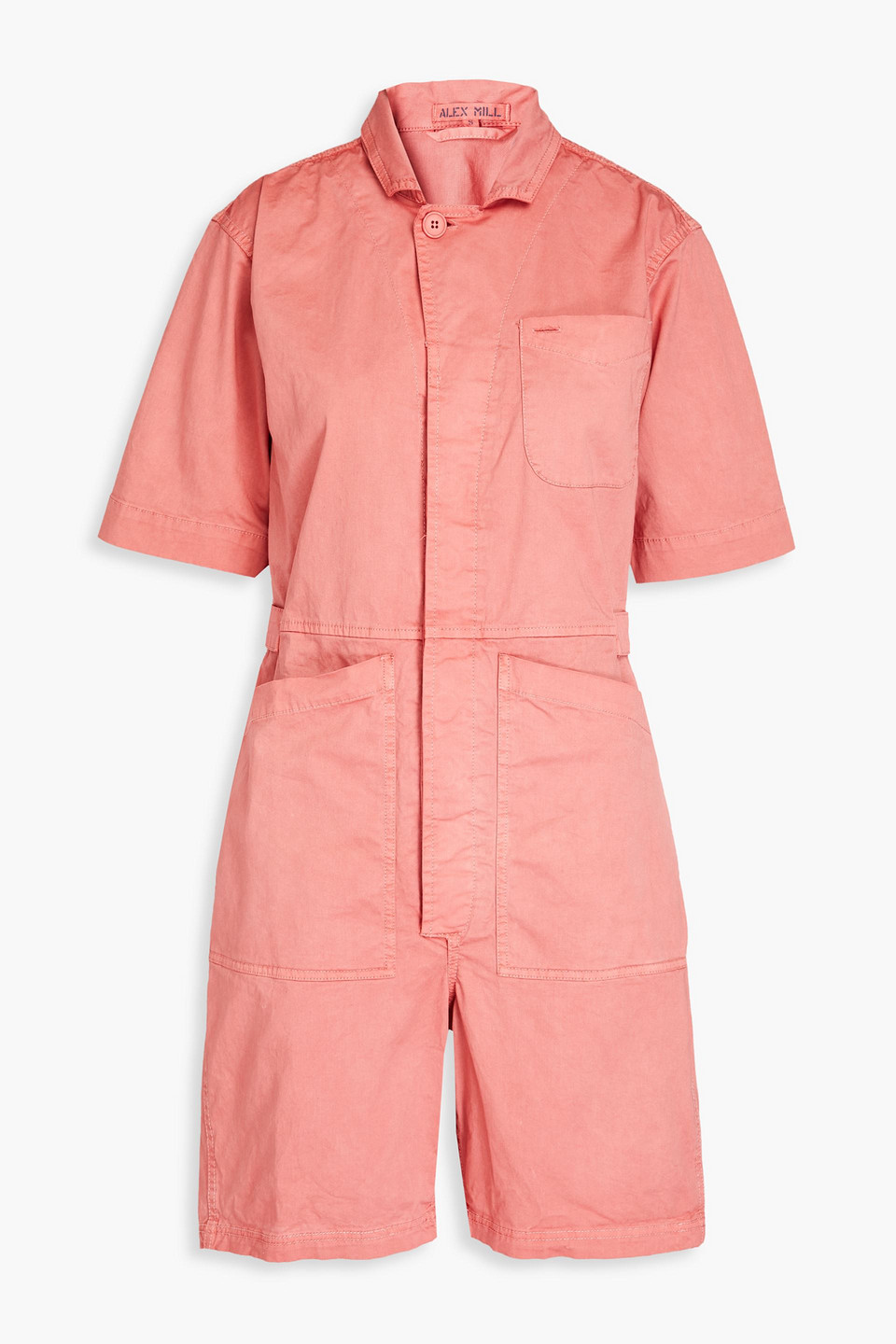 Alex Mill Stretch-cotton Poplin Playsuit In Coral