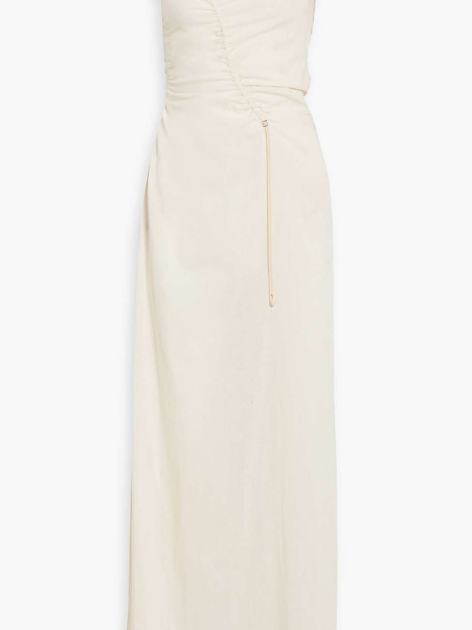 ruched cotton-gauze maxi dress